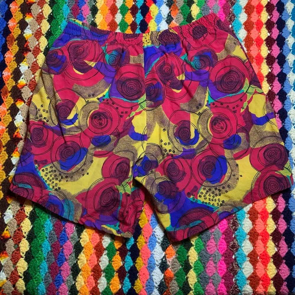Vintage 90s Dash Neon Rainbow Abstract Pocket Statement Lightweight Swim… - Picture 7 of 14